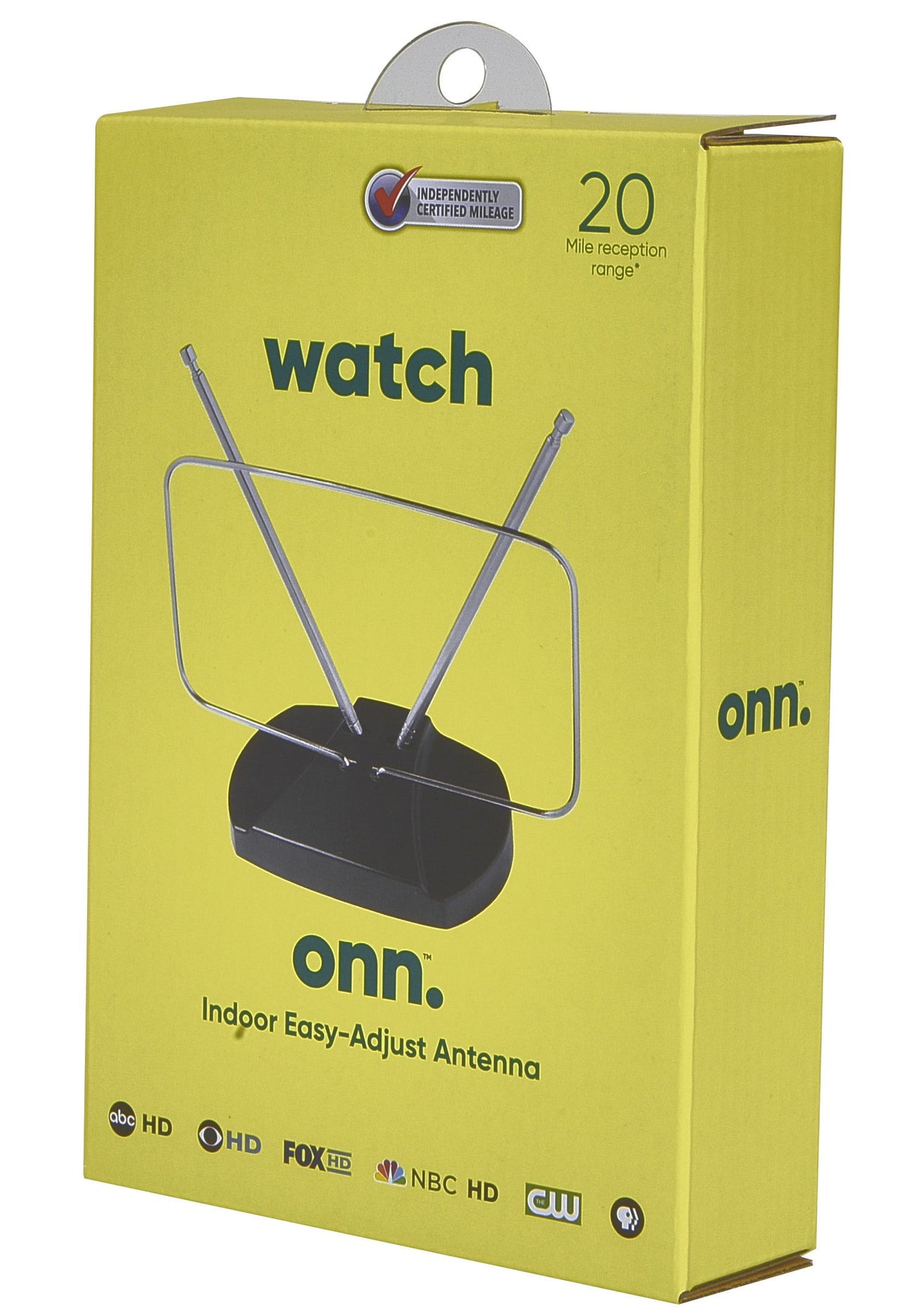 onn Indoor Easy-Adjust Antenna, 20 Miles Extended Range
