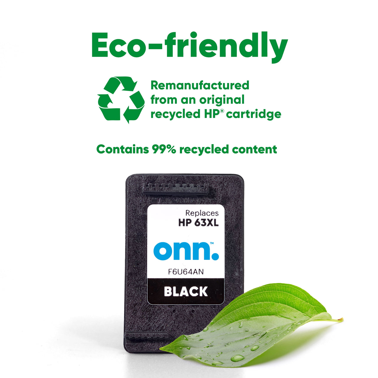 onn HP 63XL Printer Ink Cartridge, Black (Remanufactured)