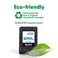 onn HP 63XL Printer Ink Cartridge, Black (Remanufactured)