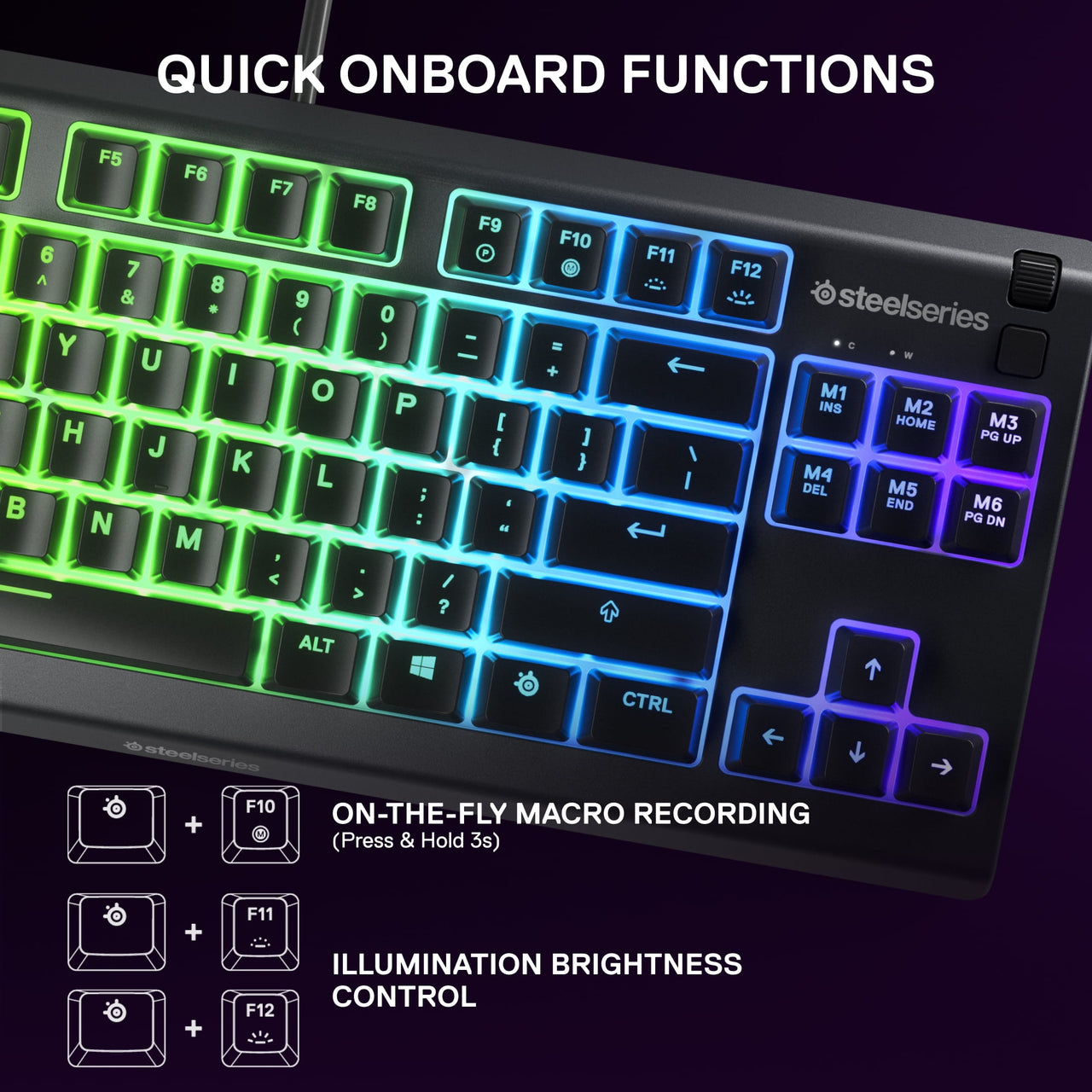 SteelSeries Apex 3 TKL RGB Gaming Keyboard - Tenkeyless - Water & Dust Resistant - PC and USB-A
