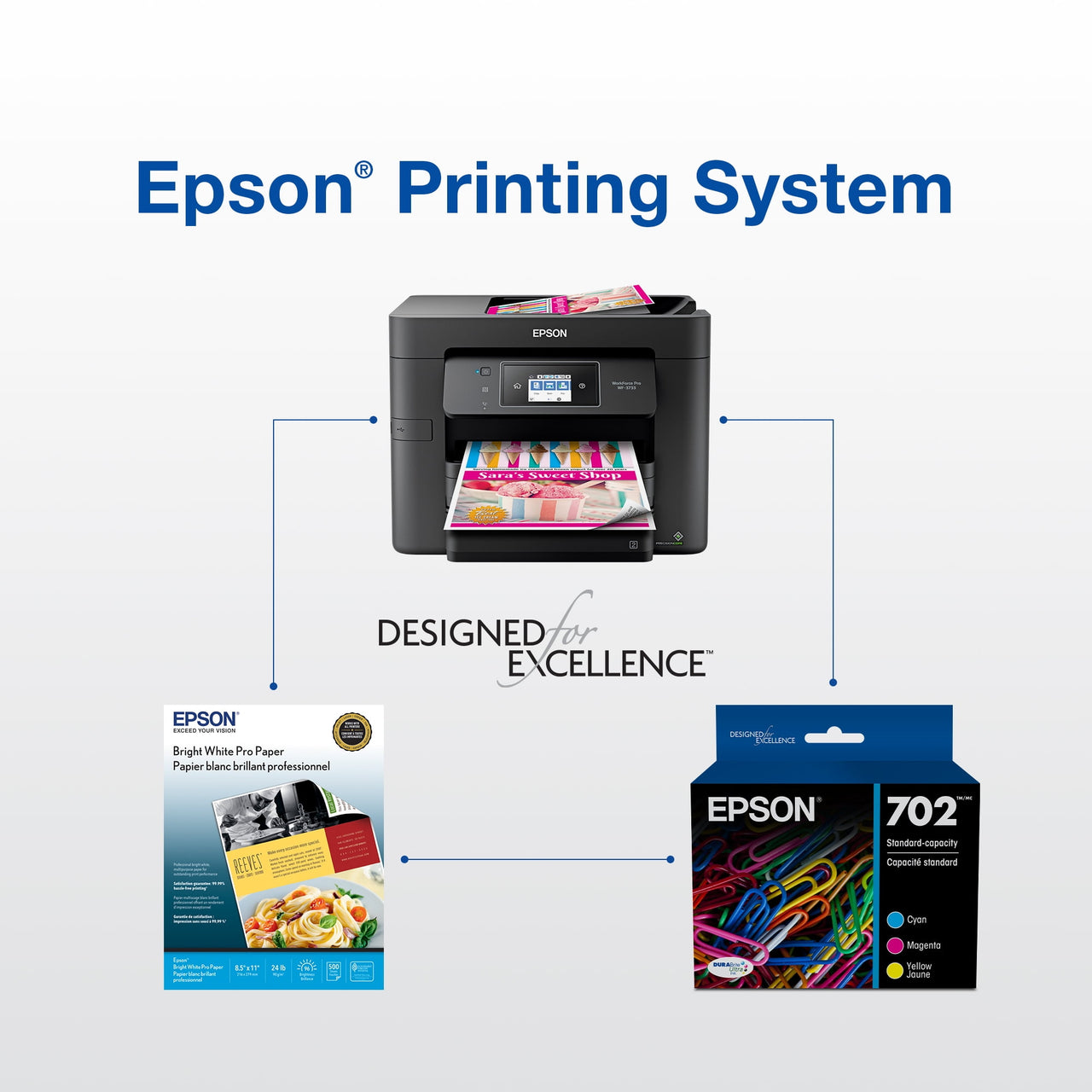 EPSON T702 DURABrite Ultra Genuine Ink High Capacity Black & Standard Color Cartridge Combo Pack
