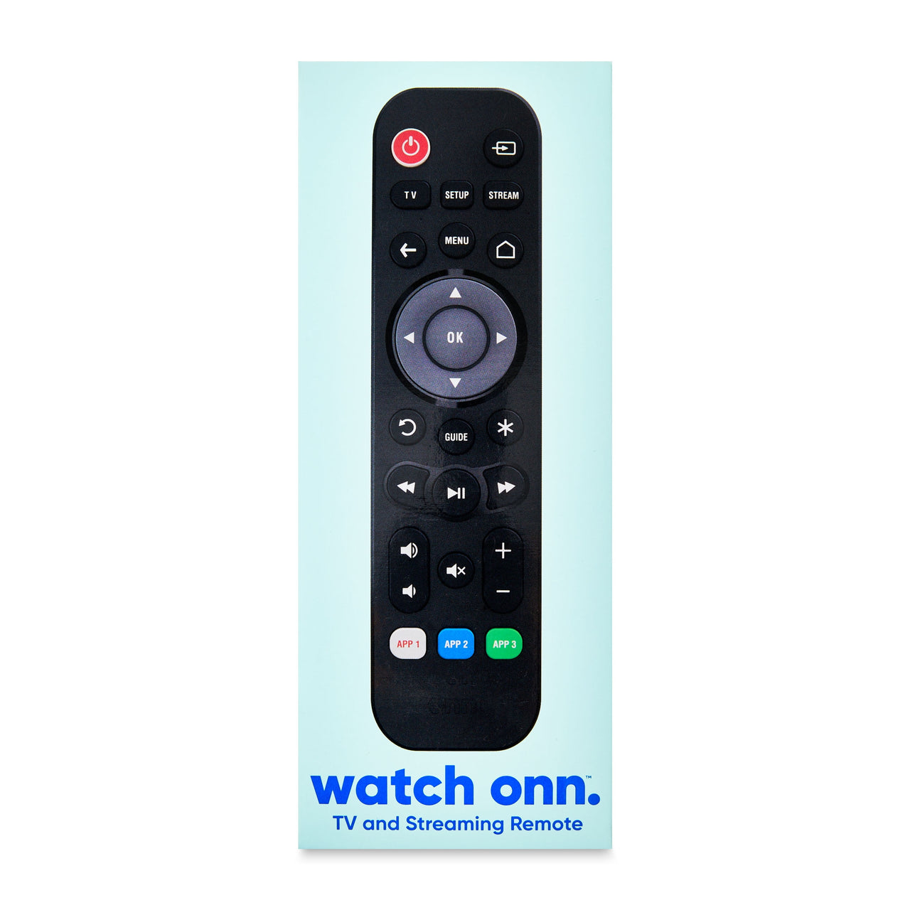 onn. Universal 3-Device Remote, Black, Compatible for TV, Streaming, Soundbar