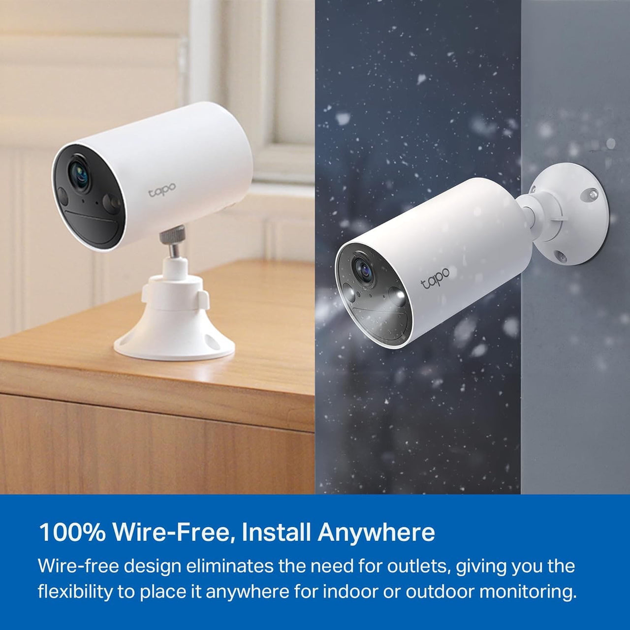TP-Link Tapo Wireless Indoor/Outdoor 2K Security Camera, Waterproof, Rechargeable, Battery-Powered, Install Anywhere, Local or Cloud Storage - Subscription not Required, Two-Way Audio - TC82