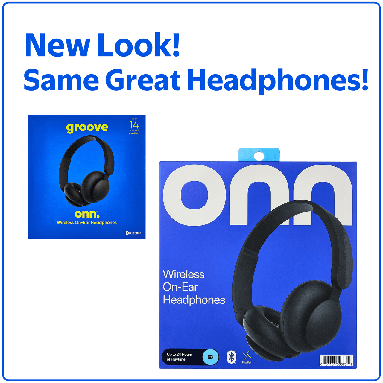 onn Wireless On-Ear Headphones, Black