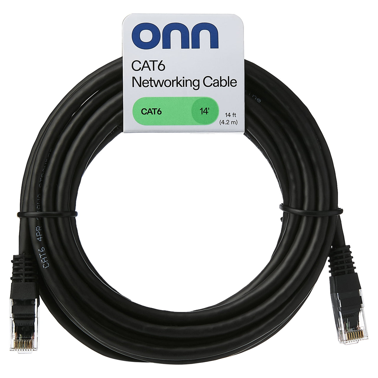 onn 14' CAT6 Networking Cable, Black