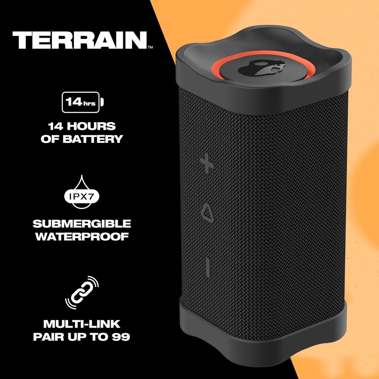Skullcandy Terrain XT Medium Compact Wireless Speaker, IPX7 Waterproof, 14 Hour Battery