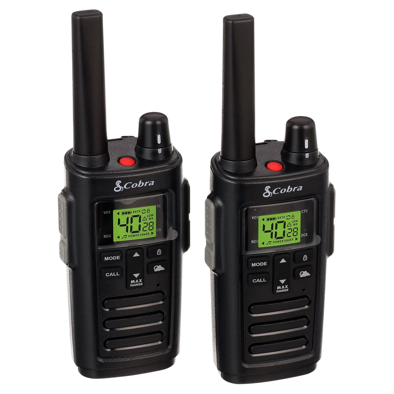 Cobra RX385 Two-Way Radios (Pair) Rugged and Water Resistant Walkie Talkies, up to 32 mile Extended Range & 40 Channels, NOAA Weather Chanels and Weather Alerts