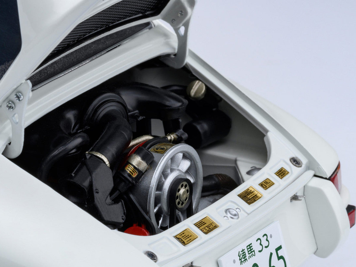 Porsche 911 Carrera 2.7 RS "The Circuit Wolf" White with Red Stripes and Wheels with Hood Graphics 1/18 Model Car by Autoart