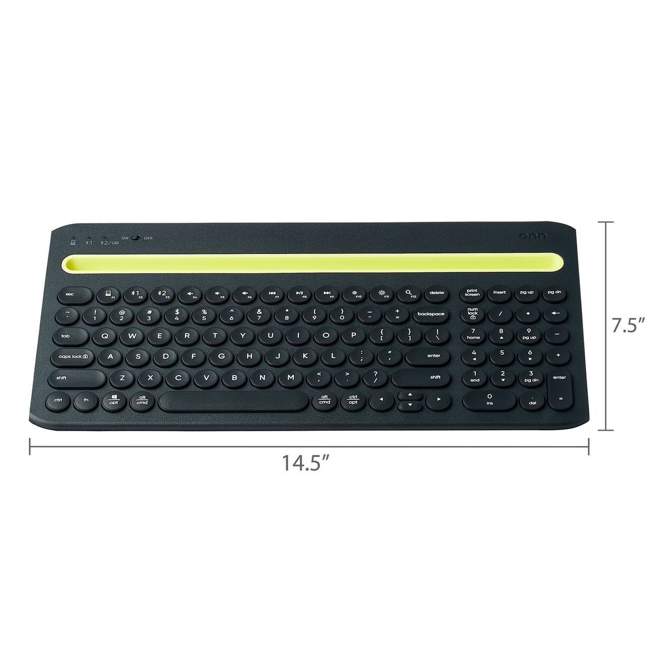 onn Multi-Device Wireless Full-Size Keyboard and 3-Button Mouse Set, Gray & Yellow