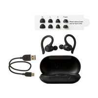 onn Wireless Earphones with Wireless Charging Case, Black