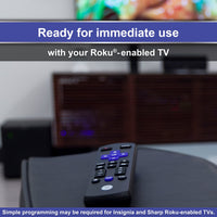 GE Roku TV Direct Replacement TV Remote Control in Black, 66814