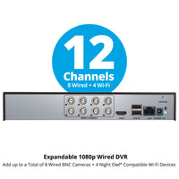 Night Owl 2-Way Audio 12 Channel DVR Security System with 1TB Hard Drive and 8 Wired 1080p Deterrence Cameras