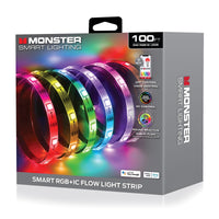 Monster Smart Lighting Indoor LED Strip Lights, RGBIC Multicolor Flow LED Lights, for Christmas, Halloween, Party, Gameday and More, 100’