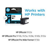HP 936 Black Original Ink Cartridge, ~1,250 pages, 4S6V2LN