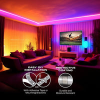 Monster Smart Lighting Indoor LED Strip Lights, RGBIC Multicolor Flow LED Lights, for Christmas, Halloween, Party, Gameday and More, 100’