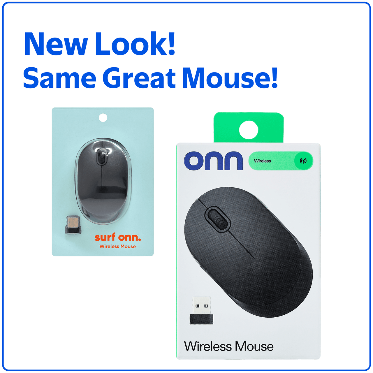 onn Wireless 5-button Mouse, 1600 DPI, 2.4 GHz USB-A Dongle, Gray