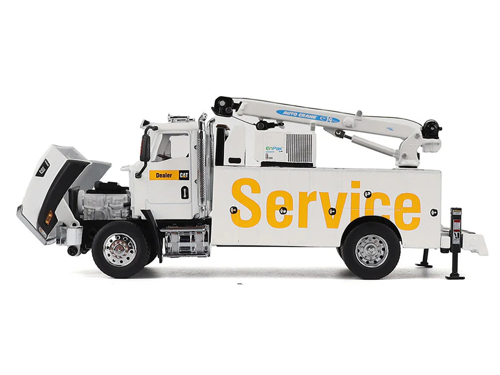 CAT Caterpillar CT660 Auto-Crane Titan 85 Truck with Miller EnPak White "Transport Series" 1/50 Diecast Model by Diecast Masters