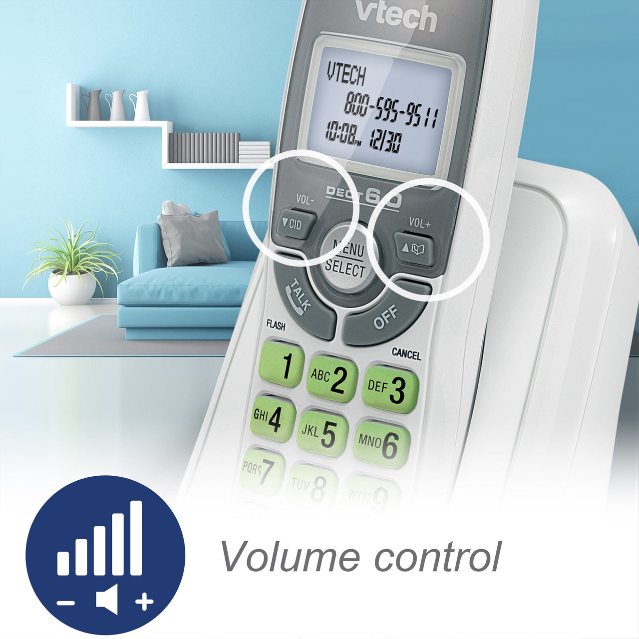 VTech 2 Handset DECT 6.0 Cordless Phone with Caller ID/Call Waiting, CS6114-2 (White)