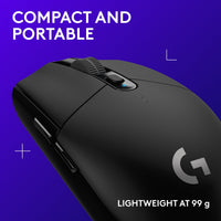 Logitech G305 LIGHTSPEED Wireless Gaming Mouse, HERO Sensor, 12,000 DPI, Lightweight, 6 Programmable Buttons, 250h Battery, On-Board Memory, Compatible with PC, Mac, Black