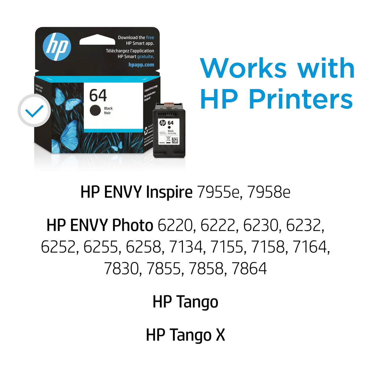 HP 64 Black Original Ink Cartridge, ~200 pages, N9J90AN#140