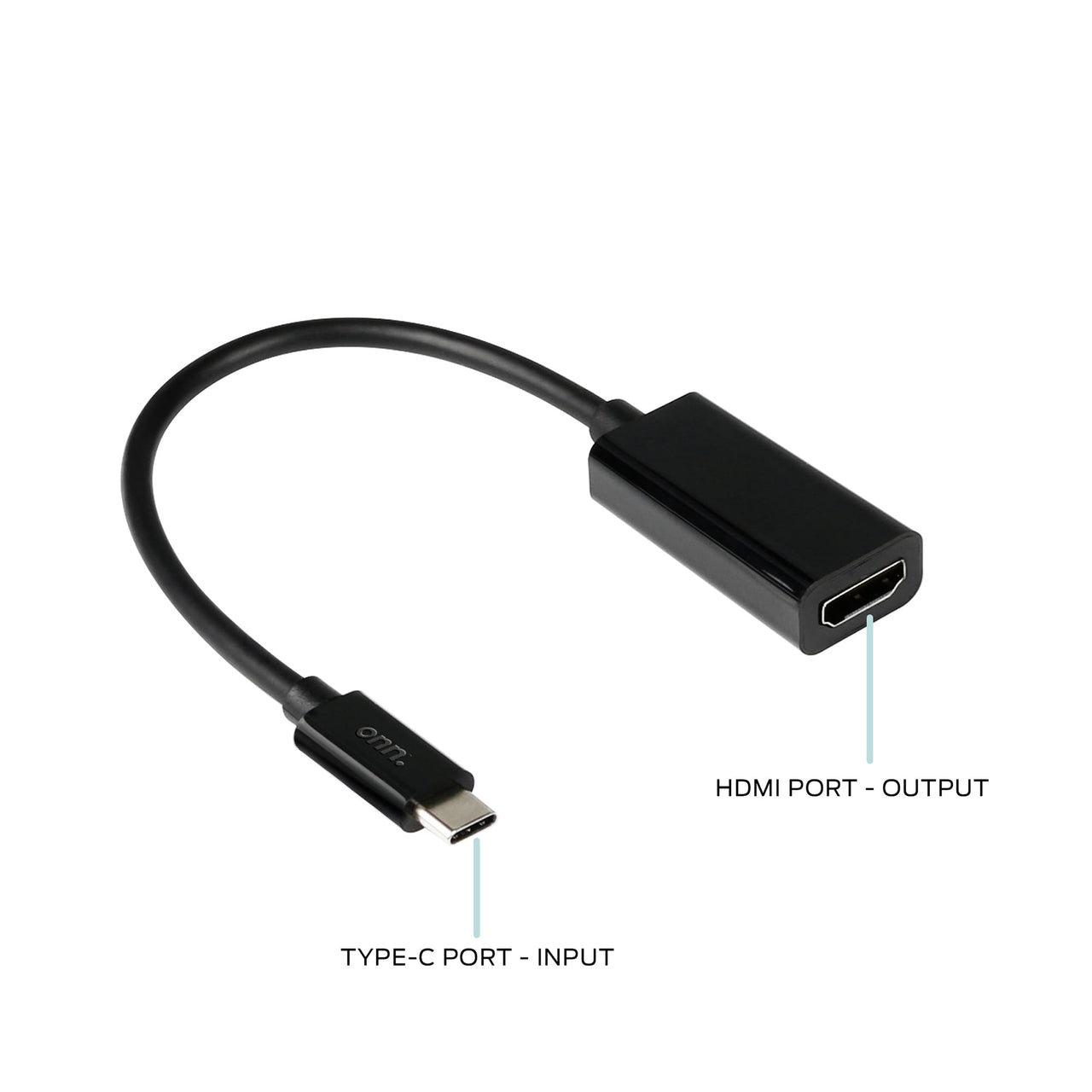 onn 6" USB-C to HDMI Adapter, Black