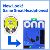 onn On-Ear Headphones, Black