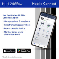 Brother Wireless HL-L2465DW Compact Monochrome Multi-Function Laser Printer with Print, Copy and Scan, Duplex and Mobile Printing