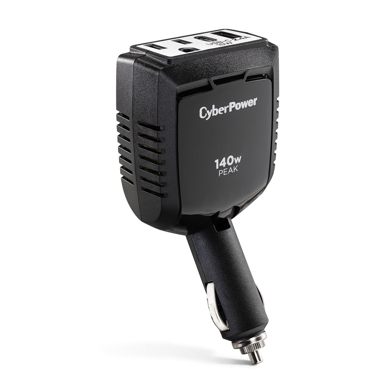 CyberPower M140BUC 140W Power Inverter - 1 AC Outlet, USB-C & USB-A Ports, Black