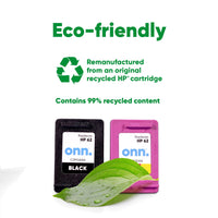 Remanufactured onn. HP 62 Black and 62 Tri-Color Ink, 2 Cartridges