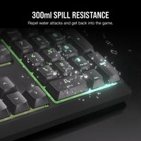 Corsair K55 CORE RGB Full Size USB Gaming Keyboard with Safety Leaflet, Black & Gray