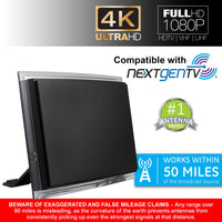 General Electric Crystal Amplified HDTV Antenna, 50-mile Range, VHF 1080P 4K,  Black, 48732