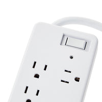 onn 7-Outlet Surge Protector with 1 USB Port, and 1 USB-C Port, and 2.5' Power Cord, White