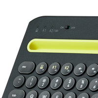 onn Multi-Device Wireless Full-Size Keyboard and 3-Button Mouse Set, Gray & Yellow