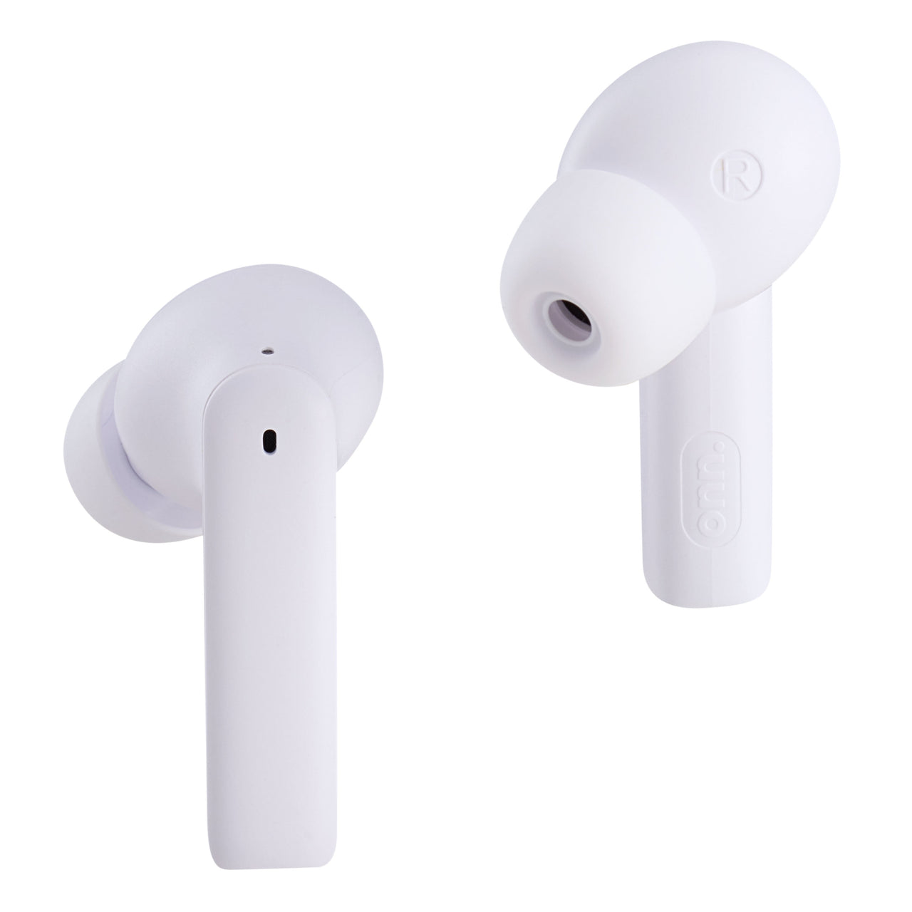 onn Bluetooth Wireless Earphones with Active Noise Canceling and Wireless Charging Case, White