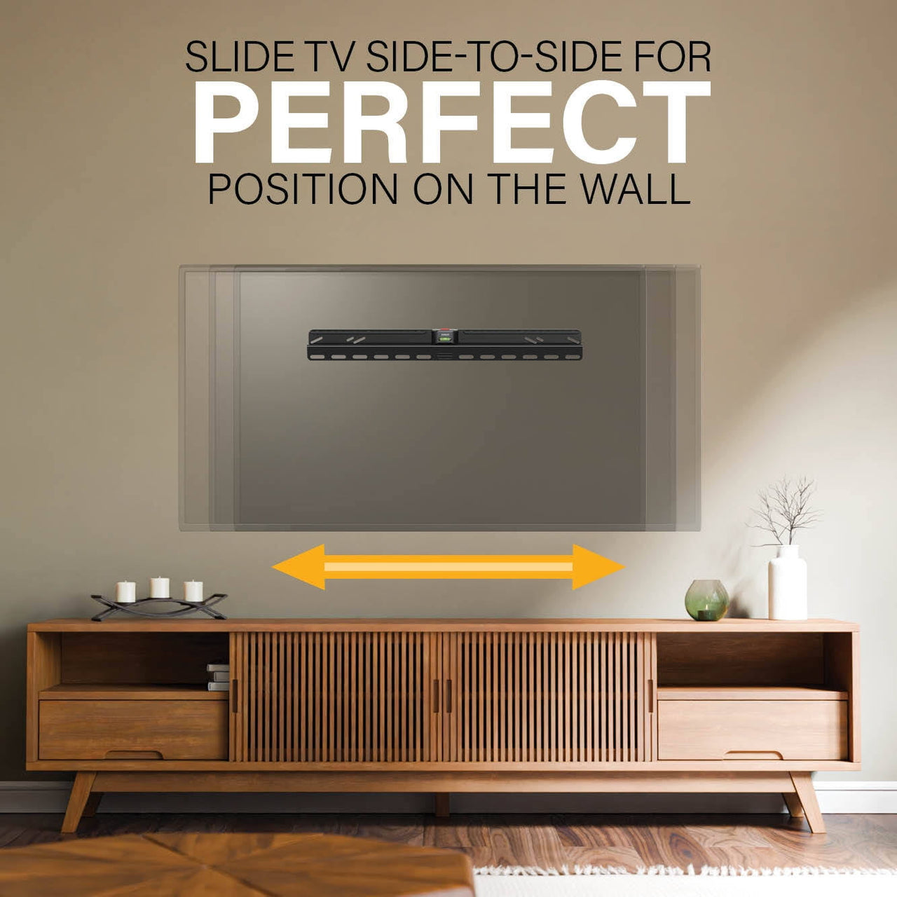 SANUS VuePoint Drywall Low Profile TV Wall Mount for 32” - 90” TVs up to 135lbs - No Drill or Studs Required