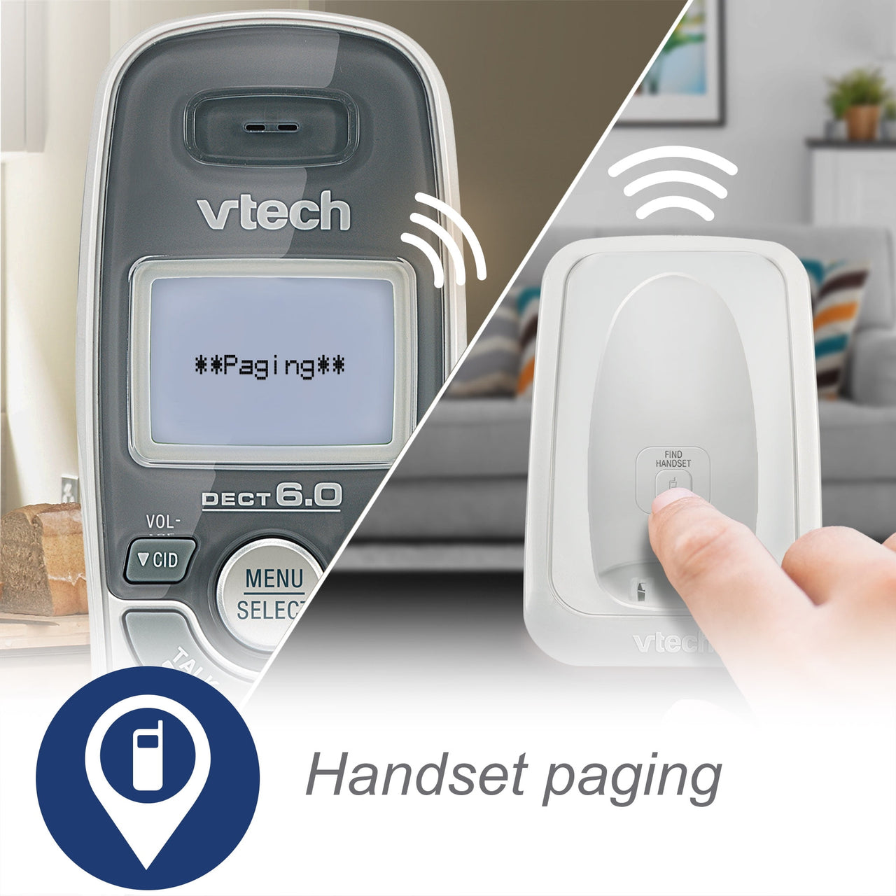 VTech 2 Handset DECT 6.0 Cordless Phone with Caller ID/Call Waiting, CS6114-2 (White)