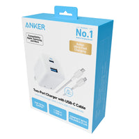 Anker Wall Charger (33W, 2-Port) with USB-C to USB-C Cable