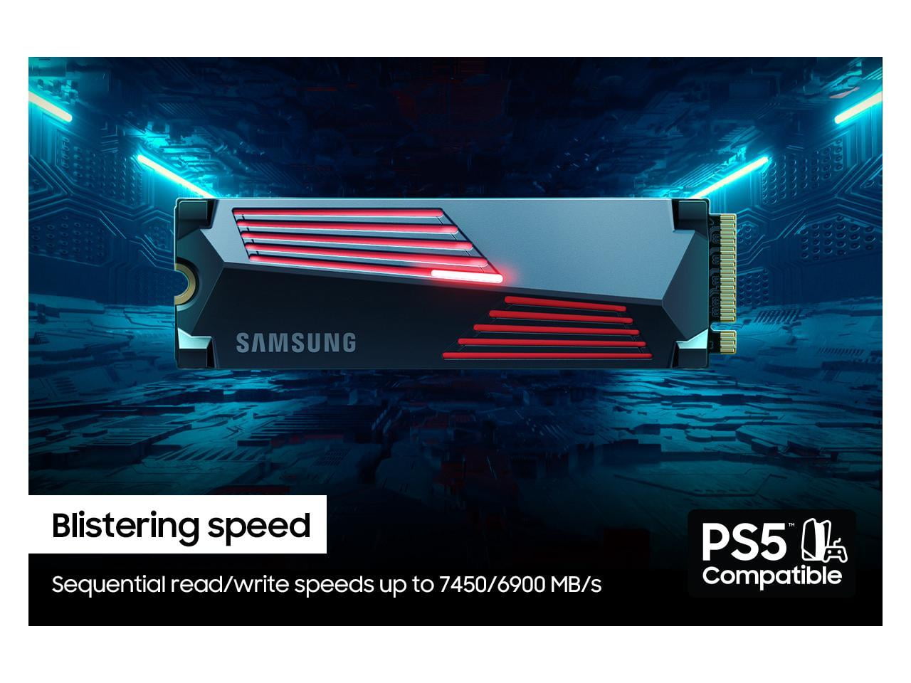 SAMSUNG SSD 990 PRO + Heatsink 1TB, PCIe 4.0, Compatible with PlayStation 5, Internal - MZ-V9P1T0GW