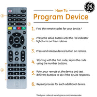 GE 4-Device Universal TV Remote Control in Brushed Silver, 33709