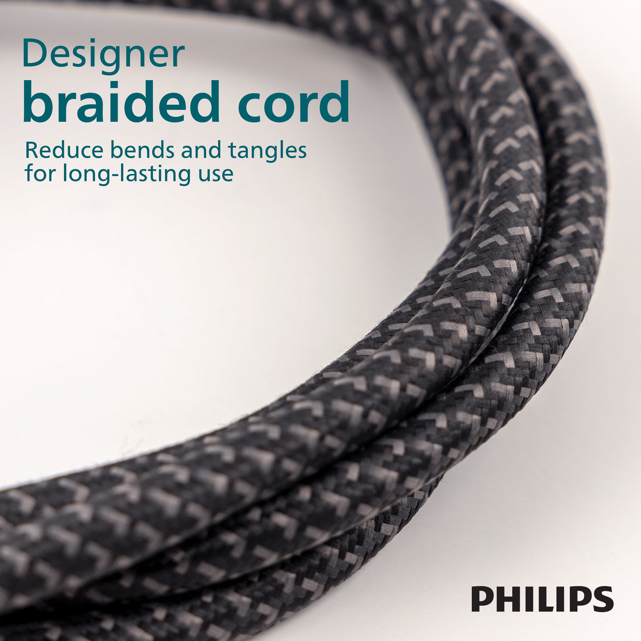 Philips 8-Outlet Surge Protector, 8ft Braided Cord, 15A, Black