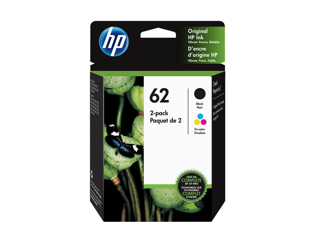 HP 62 Black Original Ink Cartridge, ~200 pages, C2P04AN#140