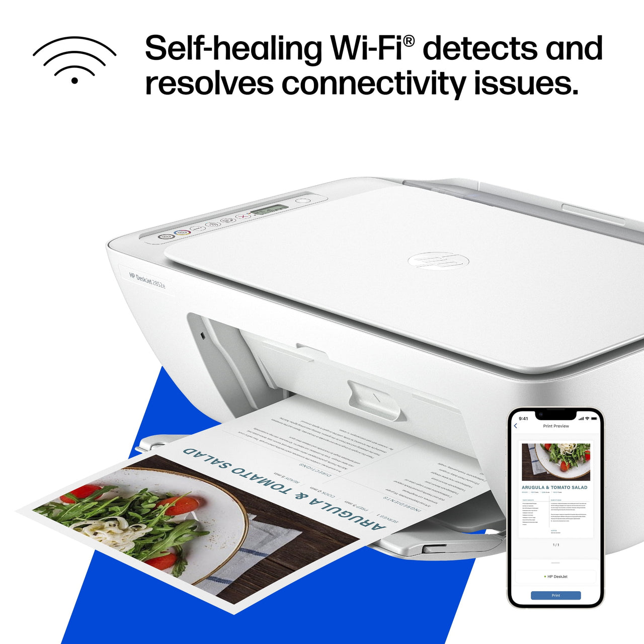 HP DeskJet 2852e Wireless All-in-One Color Inkjet Printer (White), Scanner, Copier, 3 months Free Instant Ink