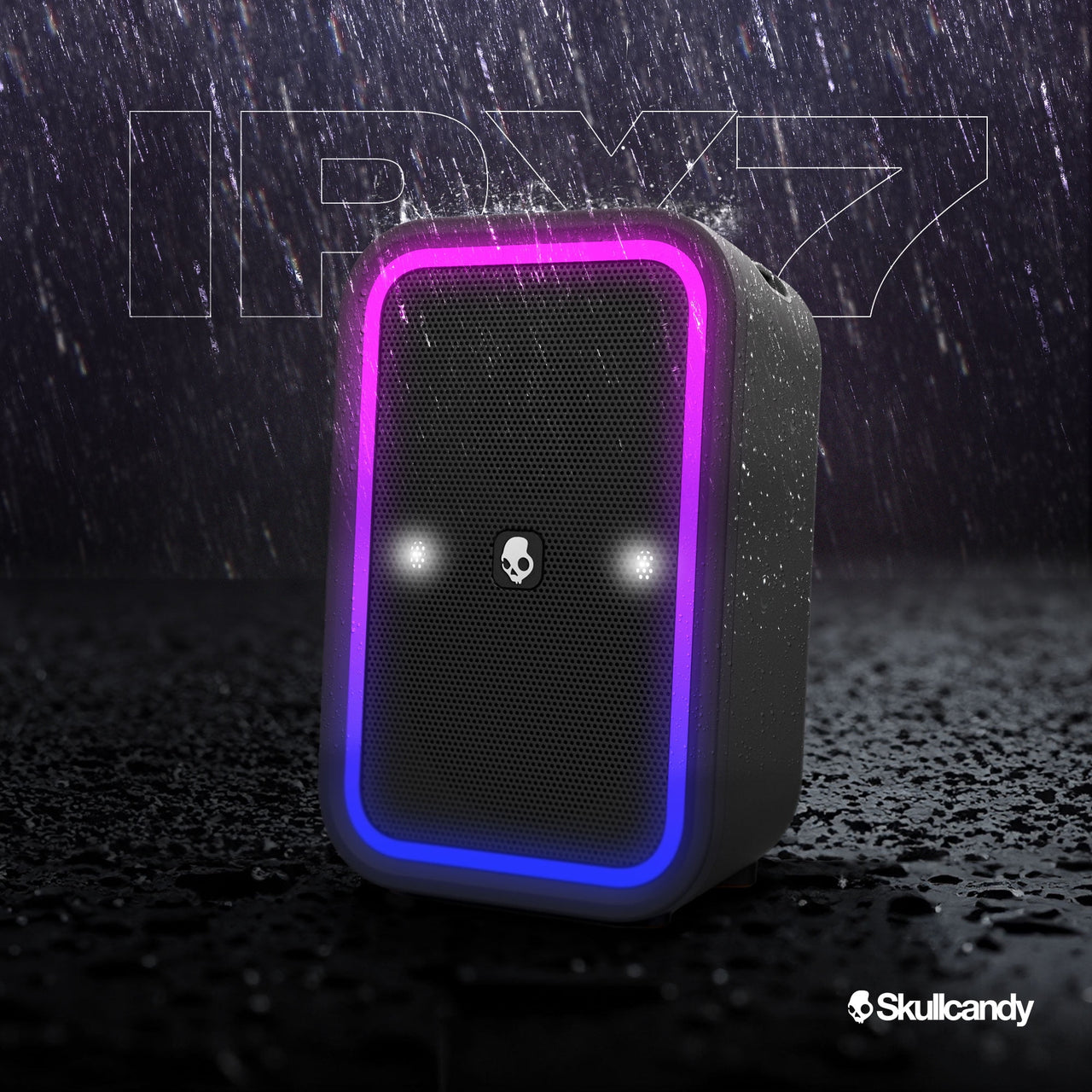 Skullcandy Stomp Waterproof USB Charge Out LED Lighting Wireless Bluetooth Portable Speaker, Black