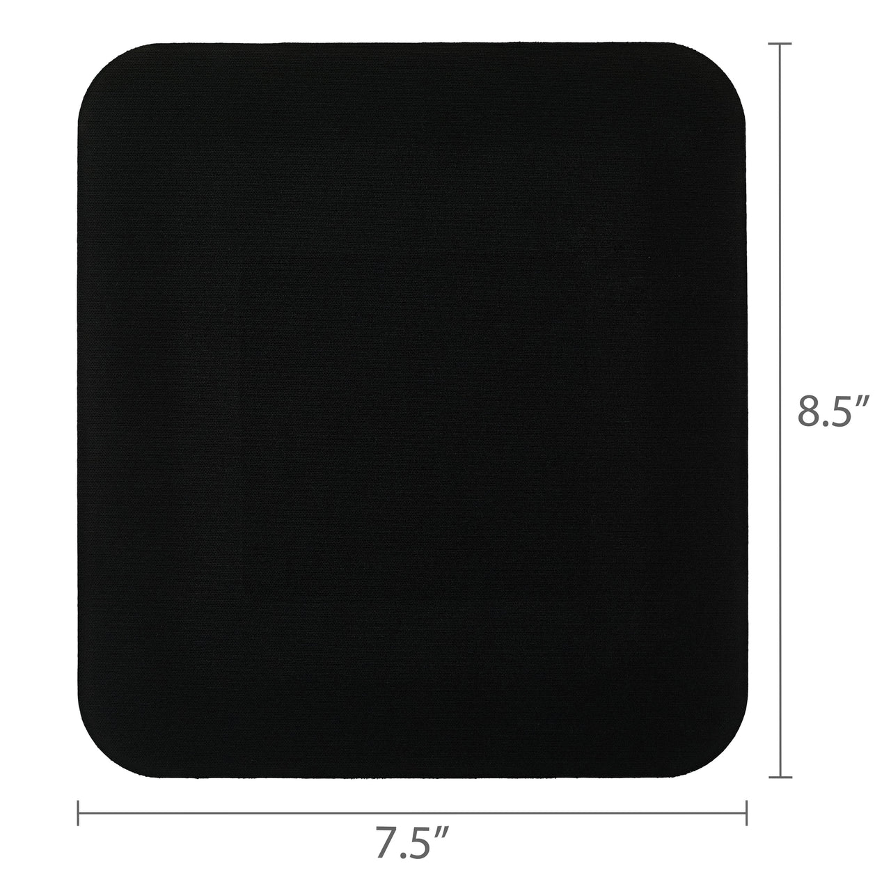 onn Mouse Pad, square, polyester surface with non-slip natural rubber backing, black