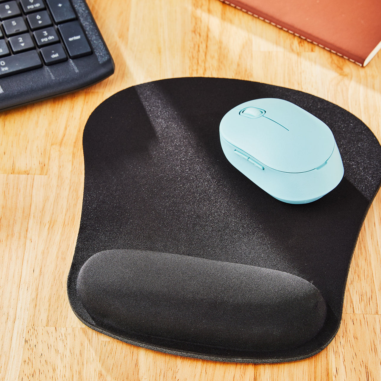 onn Mouse Pad with Memory Foam Wrist Rest Ergonomic Black