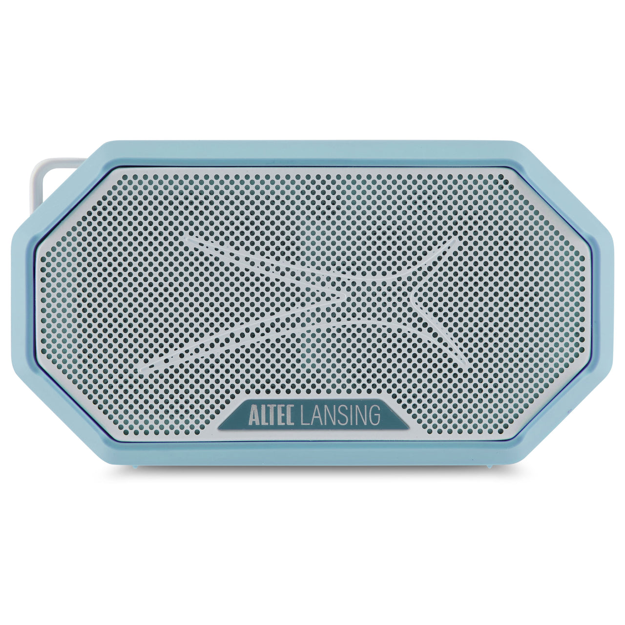 Altec Lansing HydraMini 2.0 EverythingProof Bluetooth Speaker, Waterproof IP67, Floats, 12-Hour Playtime, Built-In Magnet, Carabiner & Mount, Blue White