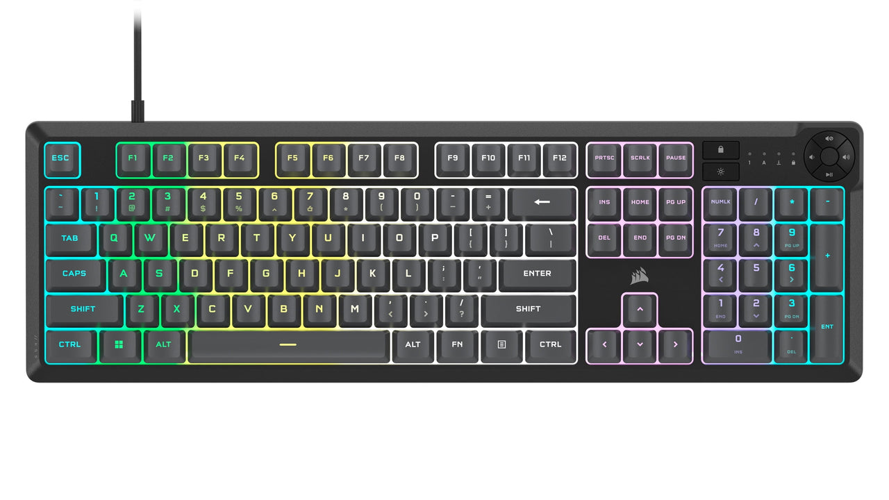 Corsair K55 CORE RGB Full Size USB Gaming Keyboard with Safety Leaflet, Black & Gray