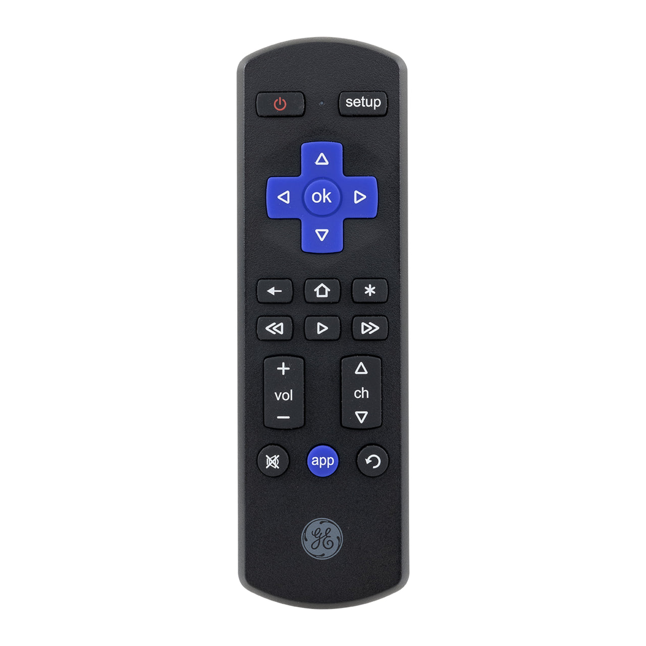 GE Roku TV Direct Replacement TV Remote Control in Black, 66814