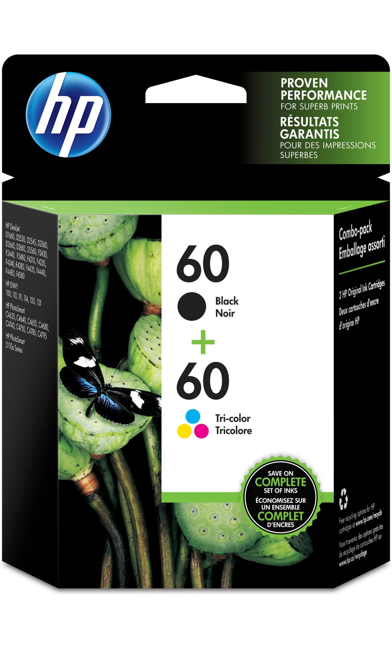 HP 60 Black Original Ink Cartridge, ~200 pages, CC640WN#140