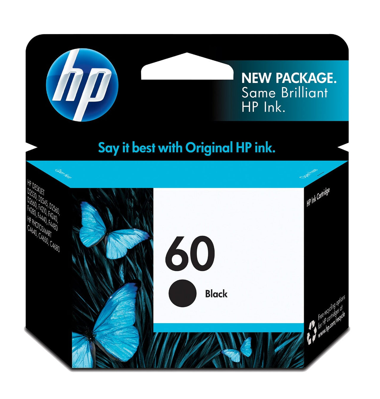HP 60 Black Original Ink Cartridge, ~200 pages, CC640WN#140
